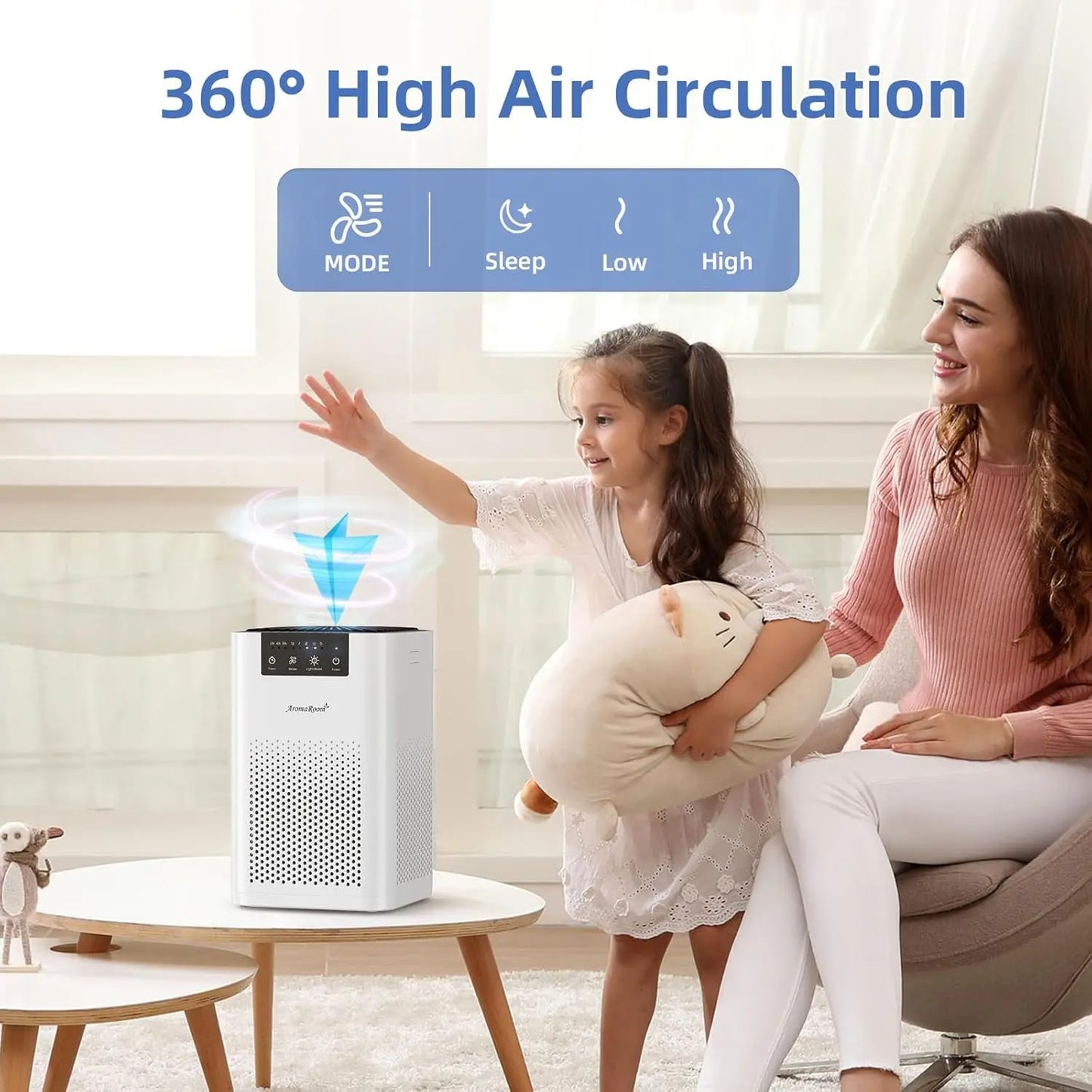 Quiet Air Purifier With HEPA Filter For Bedroom And Home