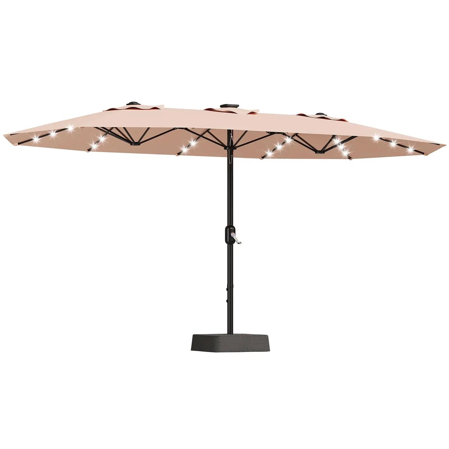 HiMISS Outdoor Patio Umbrella With Solar LED Lights Crank Handle