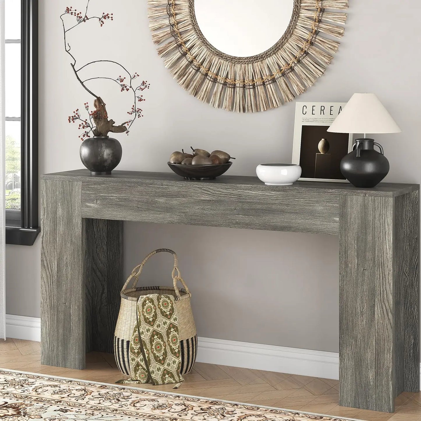 Guangbai LED Light Farmhouse Console Table Entryway