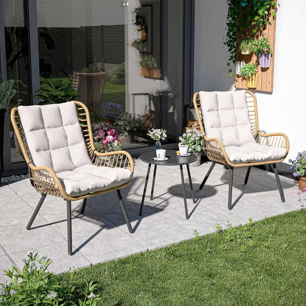 Outdoor Bistro Set With Coffee Table And Cushioned Seating Front Porch