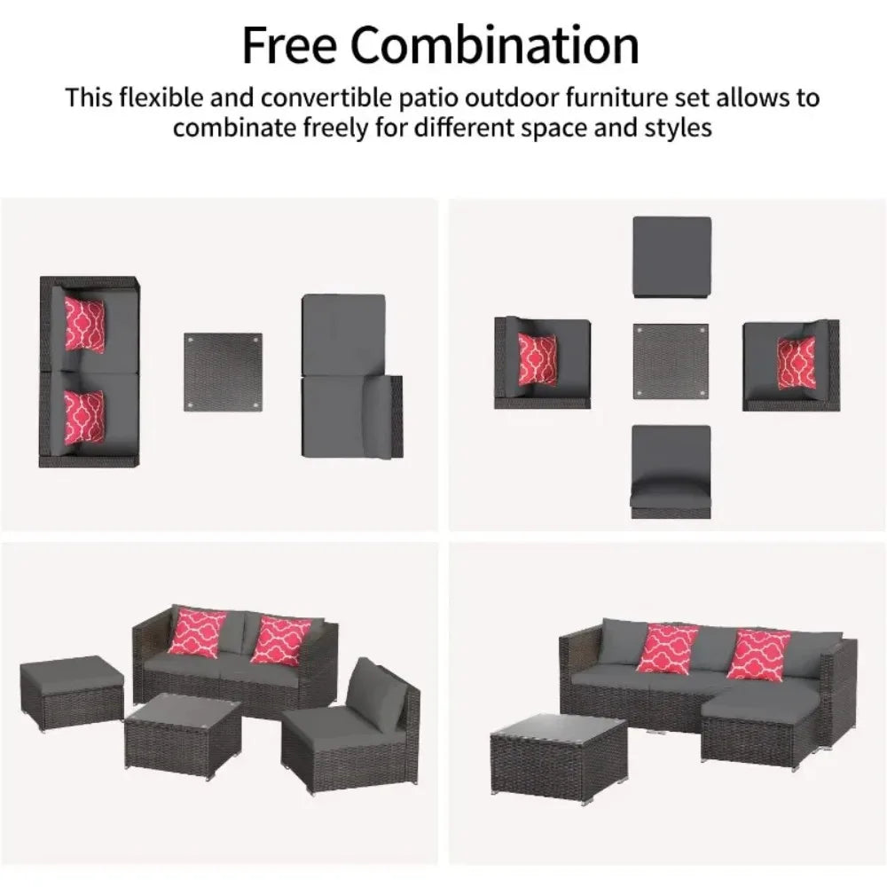 All-Weather Outdoor Garden Furniture Set Wicker Sofa