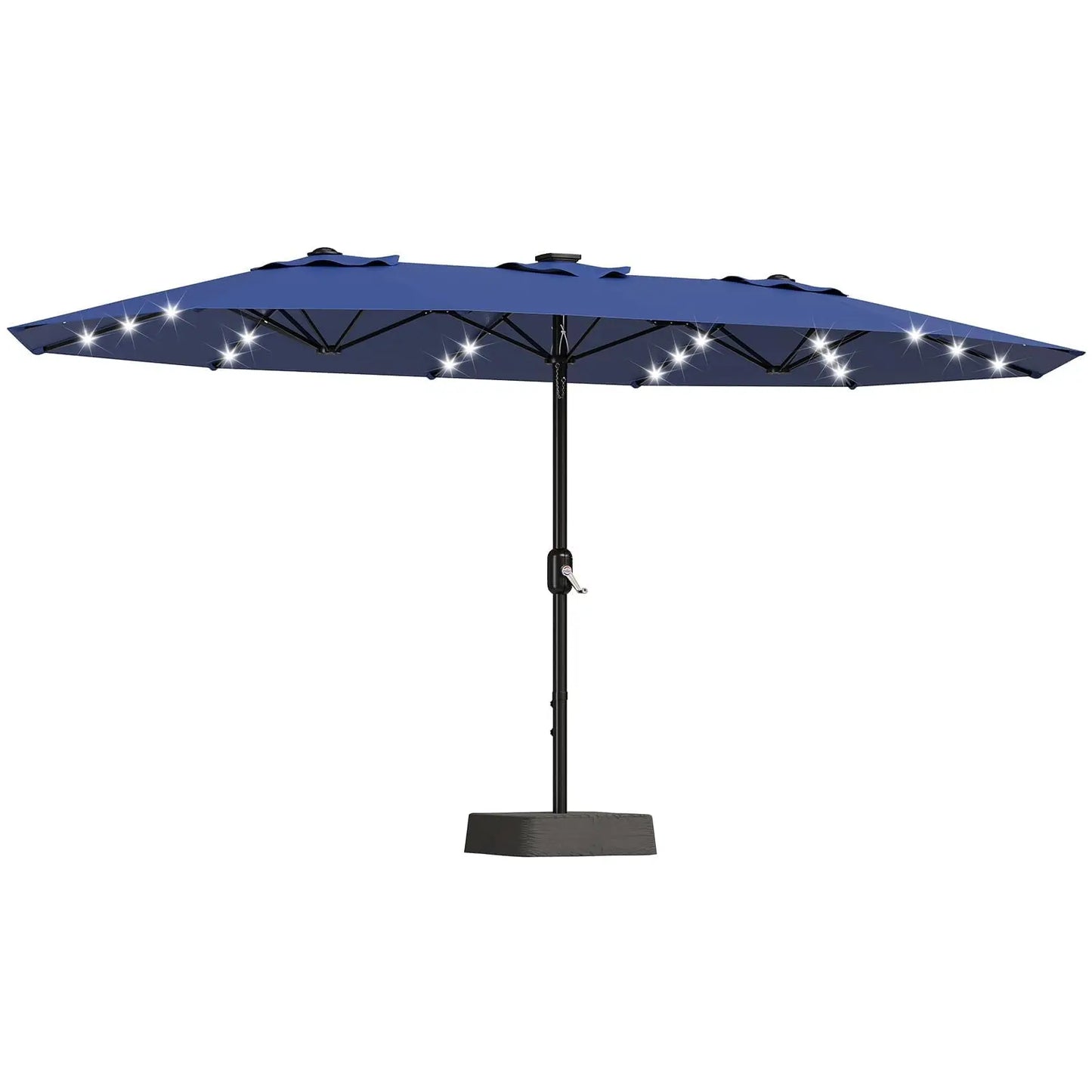HiMISS Outdoor Patio Umbrella With Solar LED Lights Crank Handle