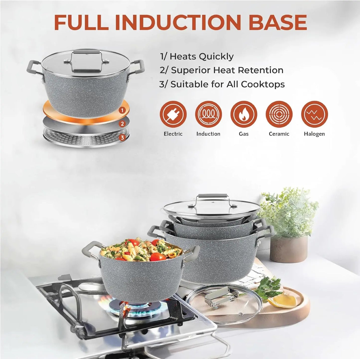 Nonstick Pots and Pans Set With Lids Dishwasher Safe
