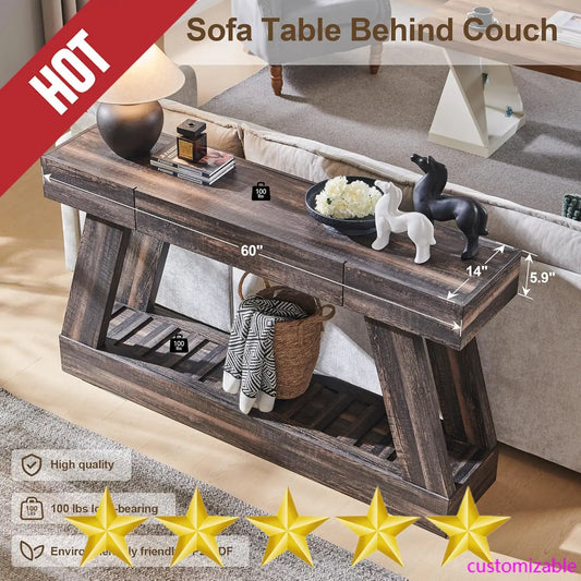 Tongyue Farmhouse Entryway Table With Drawer And Storage