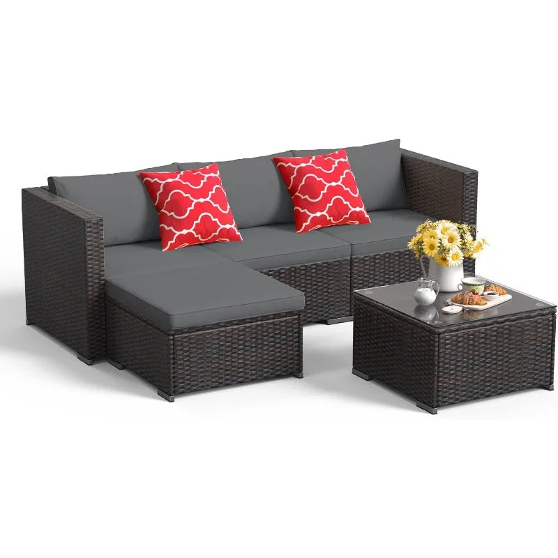 All-Weather Outdoor Garden Furniture Set Wicker Sofa
