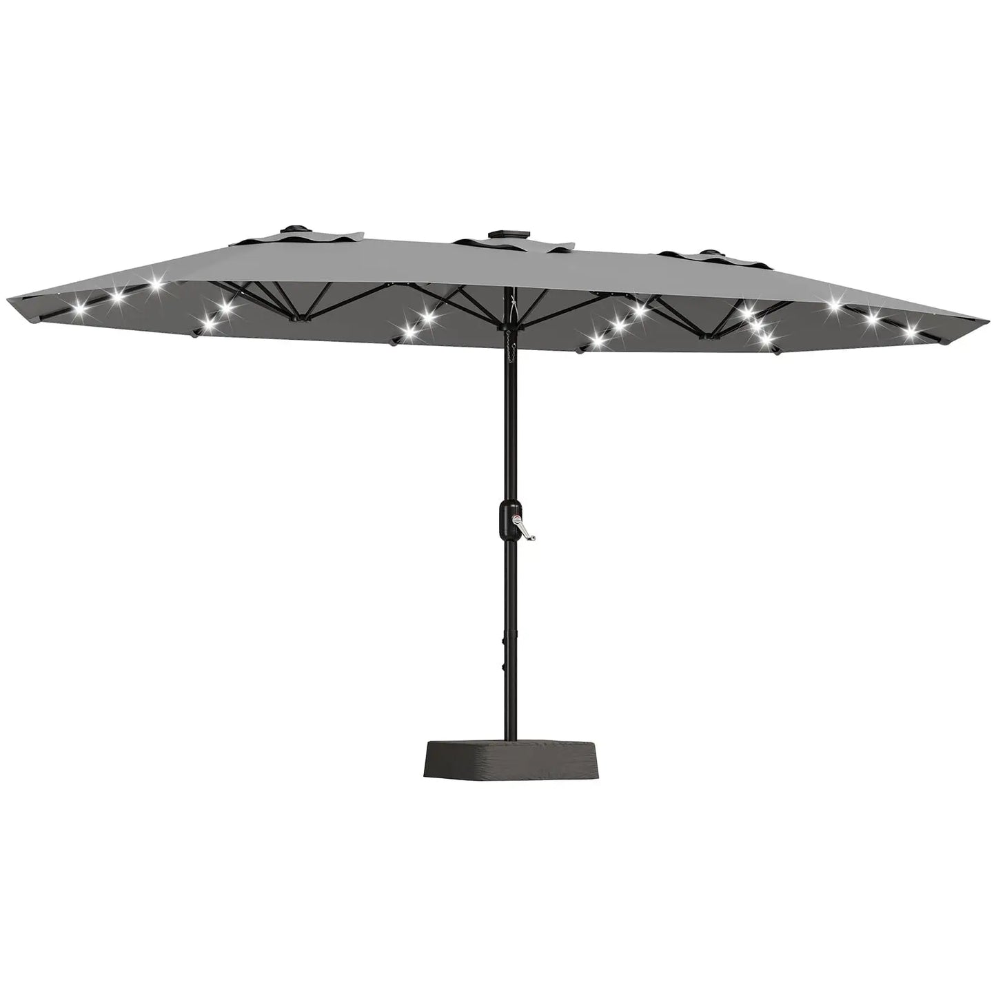 HiMISS Outdoor Patio Umbrella With Solar LED Lights Crank Handle