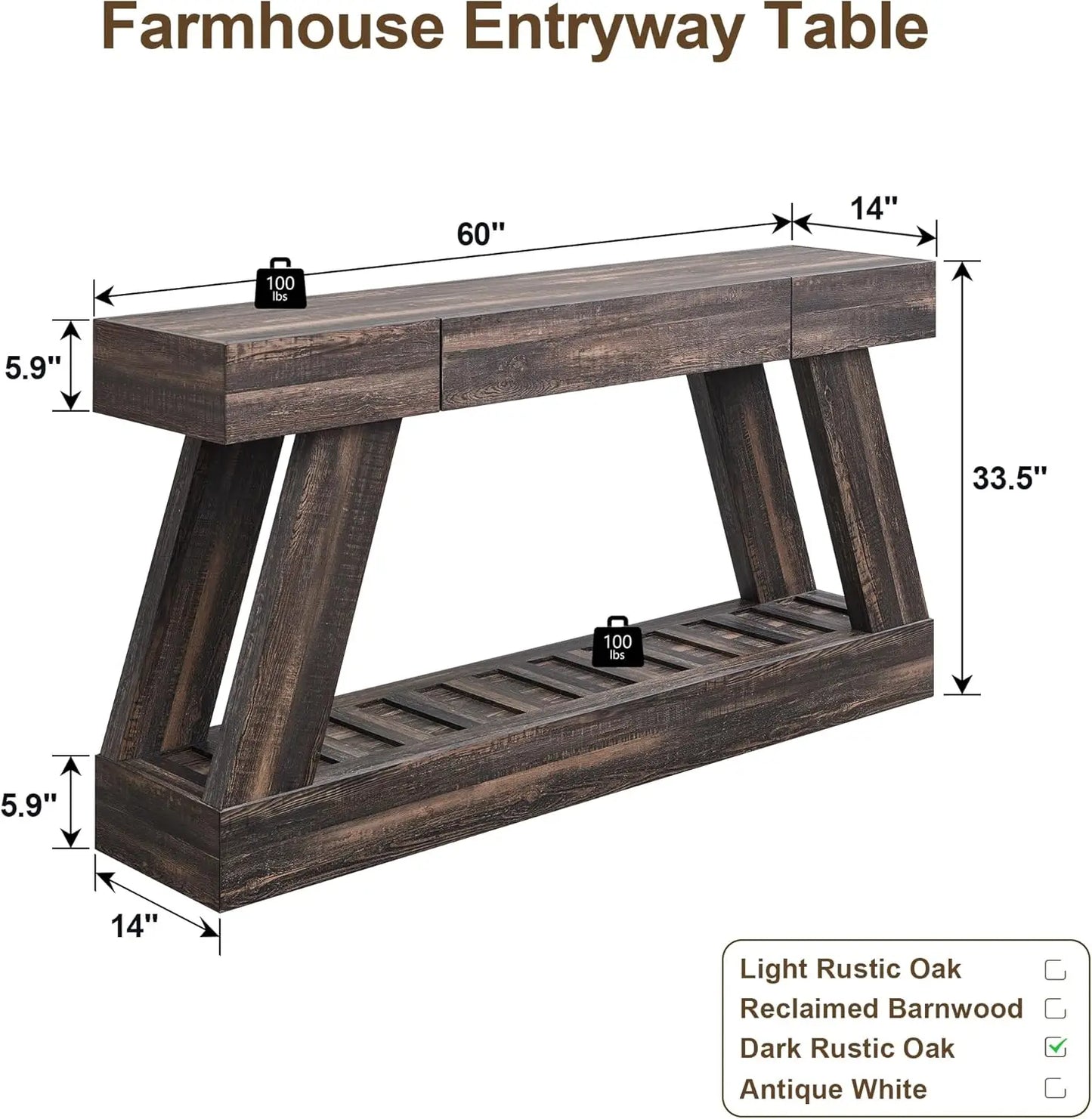Tongyue Farmhouse Entryway Table With Drawer And Storage