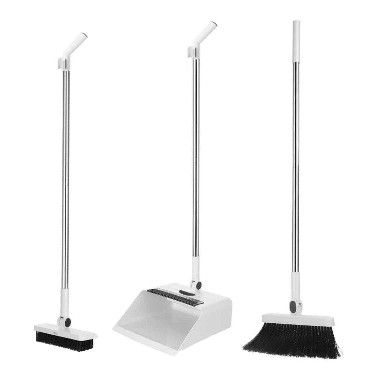 3-In-1 Broom And Dustpan Set With Long-Handled Floor Brush