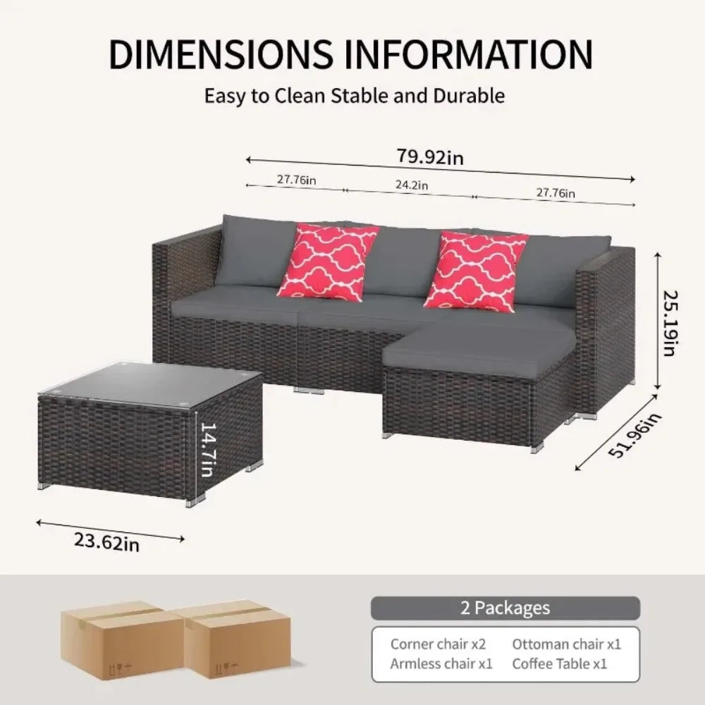 All-Weather Outdoor Garden Furniture Set Wicker Sofa